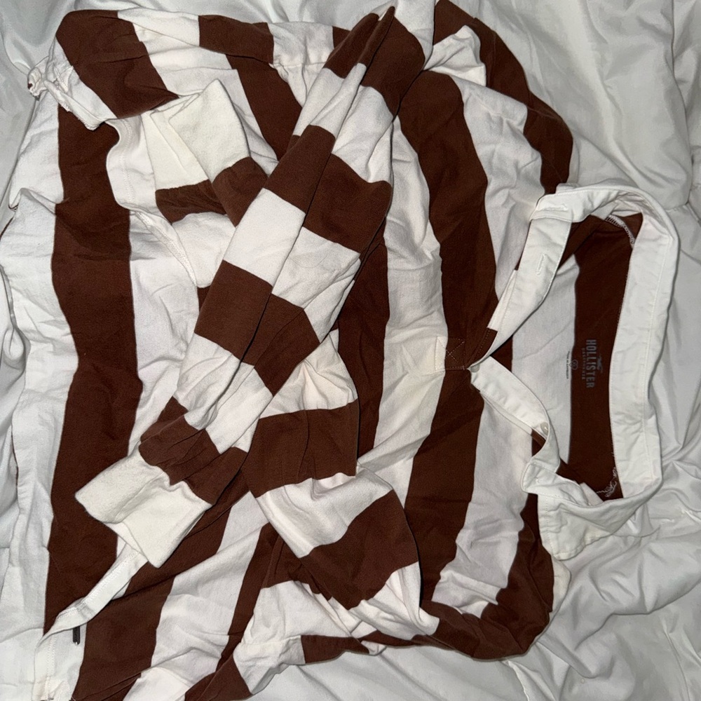 Hollister Kids Brown and White Striped Crop Top